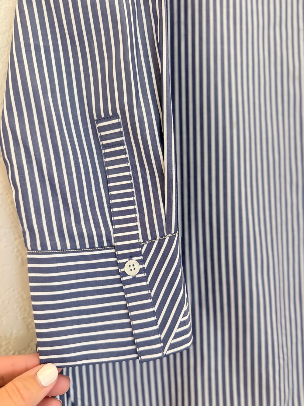 Lafayette 148 New York Striped Cotton Popover Shirt Size L - Picture 6 of 9